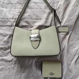 Coach Sage Shoulder Bag with Silver Buckle and matching wallet